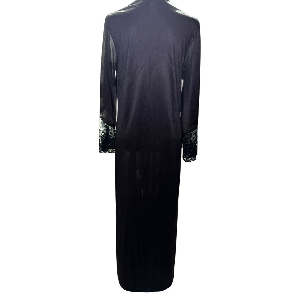 Vintage JCPenney Satin & Lace Long Robe – Black – Size M (1970s–1980s) - Picture 2 of 5